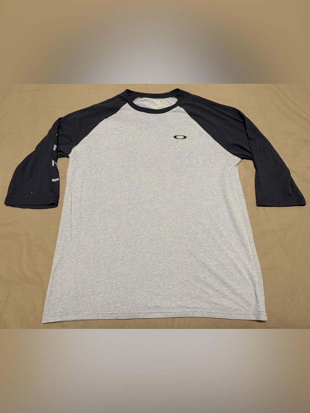 Oakley Ellipse Logo 3/4 Sleeve T-Shirt Blue & Navy Men's Large Crew Neck